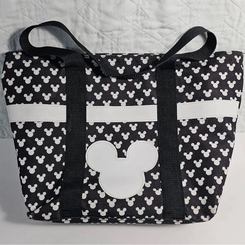 Official Disney Black & White Mickey Mouse Tote Bag With Zippered Wallet Pocket